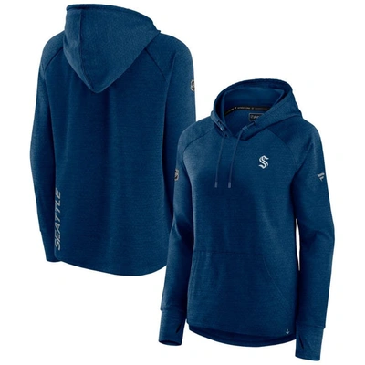 Fanatics Branded Heather Deep Sea Blue Seattle Kraken Authentic Pro Pullover Hoodie