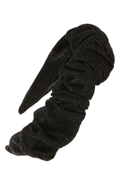 Tasha Gathered Velvet Headband In Black