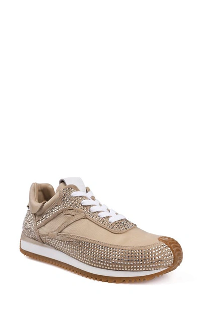 Zigi Freya Rhinestone Sneaker In Beige Suede