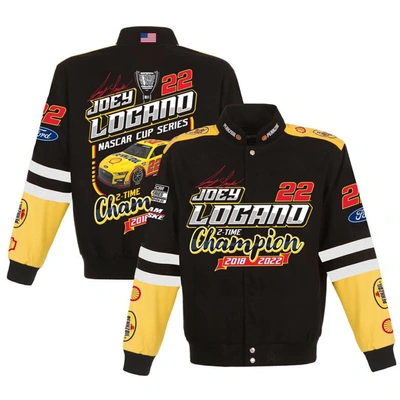 Jh Design Black Joey Logano Two-time Nascar Cup Series Champion Twill Full-snap Jacket