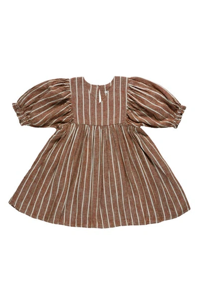 Rylee + Cru Babies' Joelene Pinstripe Dress In Cedar-pinstripe
