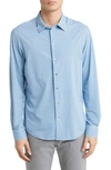 Emporio Armani Geo Print Stretch Button-up Shirt In Blue