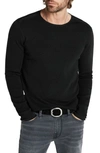 John Varvatos Leira Ribbed Wool & Silk Crewneck Sweater In Black