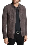 John Varvatos Mason Sheepskin Leather Western Shirt Jacket In Purple Haze