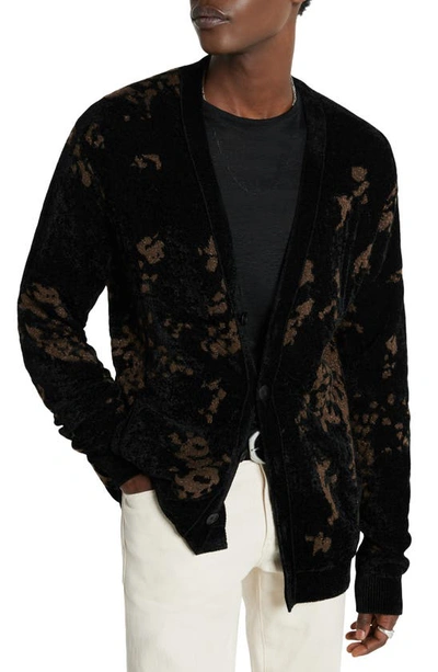 John Varvatos Raven Metallic Cardigan In Black