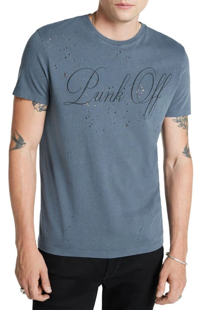 John Varvatos Distressed Punk Off Graphic T-shirt In Iron Grey