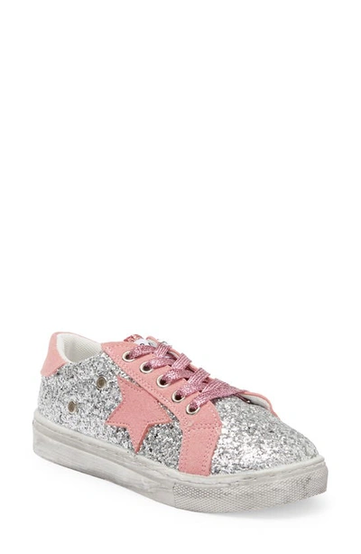 Lola & The Boys Kids' Glitter Star Sneaker In Glitter Pink