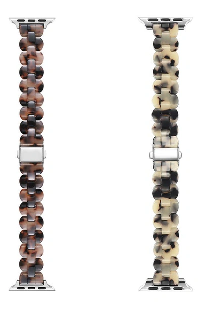 The Posh Tech 2-pack Resin Apple Watch® Watchbands In Chocolate/ Light Tortoise