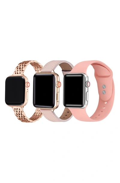 The Posh Tech Set Of 3 Apple Watch Bands In Rose Gold/ Light Pink