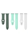 The Posh Tech Assorted 3-pack Silicone Apple Watch® Watchbands In Green/ Mint/ White