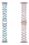 The Posh Tech Set Of 2 Apple Watch Bands In Blue/ Blush Tortoise