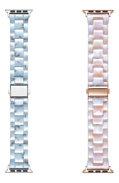 The Posh Tech Set Of 2 Apple Watch Bands In Blue/ Blush Tortoise