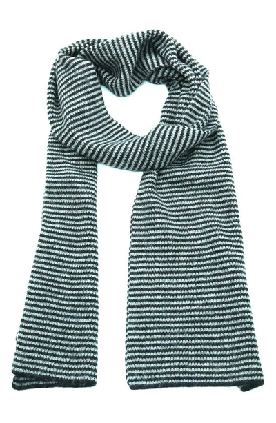 Portolano Ministripe Rib Scarf In Black/ Light Grey