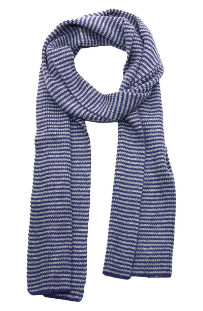 Portolano Ministripe Rib Scarf In Purple/ Light Grey