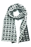 Portolano Jacquard Knit Scarf In Black/ Light Grey