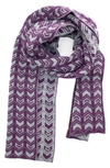 Portolano Jacquard Knit Scarf In Prune/ Heather Grey