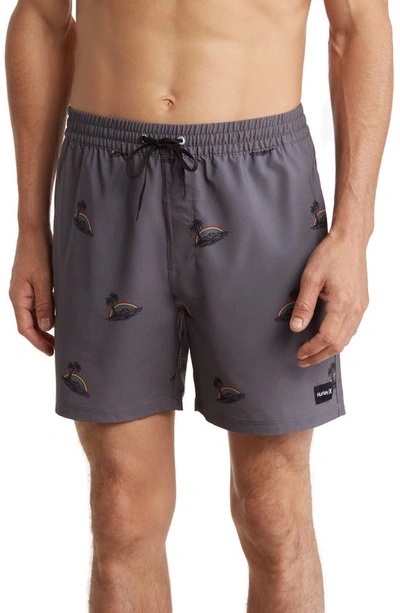 Hurley Cannonball Pride 17" Volley Swim Trunks In Ion Grey