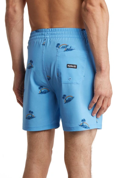 Hurley Cannonball Pride 17" Volley Swim Trunks In Unity Blue
