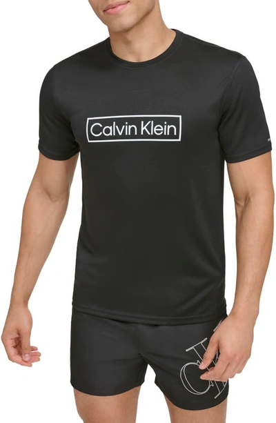 Calvin Klein Upf 40+ Short Sleeve Rashguard T-shirt In Black