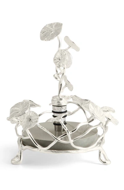 Michael Aram Monet's Garden Bottle Coaster & Stopper Set In Silver
