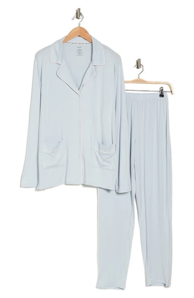 Nine West Long Sleeve Button-up Shirt & Pants Pajamas In Plein Air