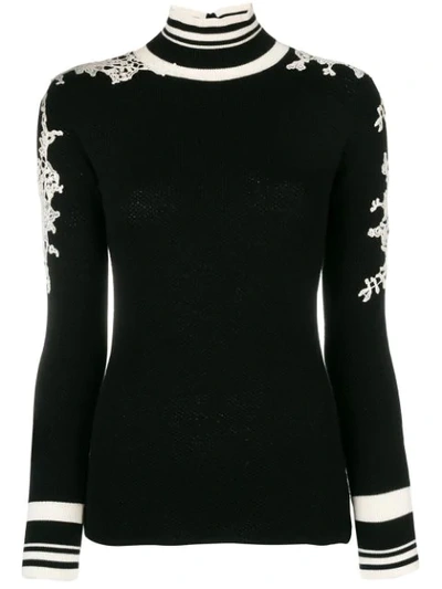Ermanno Scervino Embroidered Sweater In Black/off White