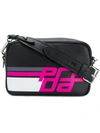 Prada Black And Pink Logo Print Shoulder Bag