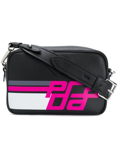 Prada Black And Pink Logo Print Shoulder Bag