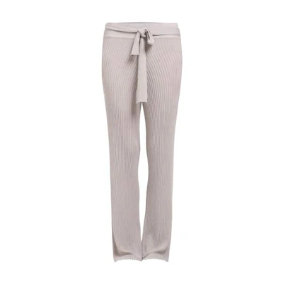 Paisie Wide Legged Fine Knit Ribbed Trousers With Tie Belt