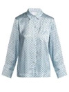Asceno Silk Pyjama Top In Blue Print
