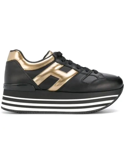 Hogan Maxi H222 Platform Sneakers In Black