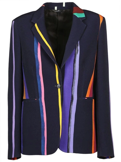 Paul Smith Striped Blazer In Blue