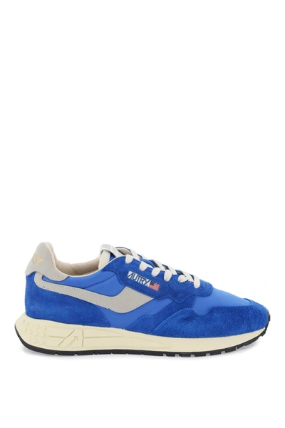 Autry Reelwind Low Top Nylon And Suede Sneakers In Blue,grey
