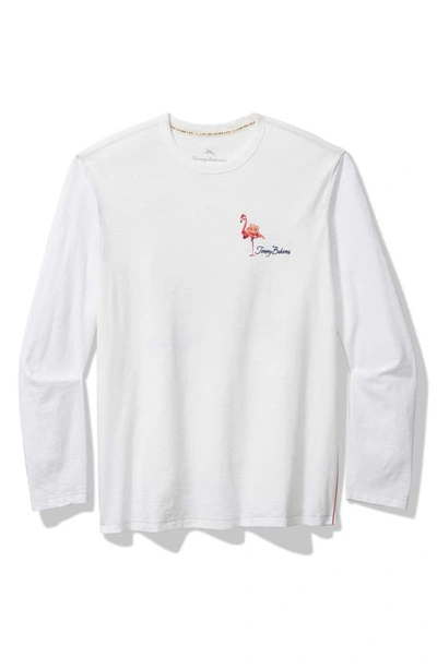 Tommy Bahama Holiday Flocktail Party Long Sleeve Cotton Graphic T-shirt In White