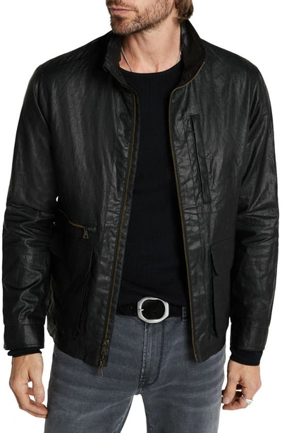 John Varvatos Irving Coated Linen Jacket In Black