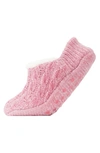 Memoi Cable Chenille Fleece Lined Slipper Socks In Pink
