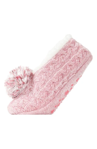 Memoi Cable Chenille Slipper Socks In Pink