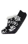 Memoi Xoxo Nordic Pattern Fleece Lined Slipper Socks In Black