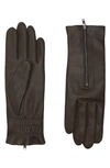 Agnelle Quilted Leather Gloves In Taupe