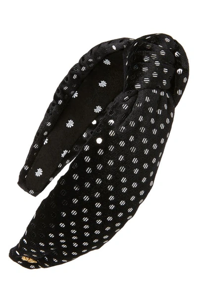 Lele Sadoughi Dot Knotted Velvet Headband In Jet 001