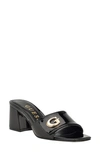 Guess Gallai Slide Sandal In Black Patent