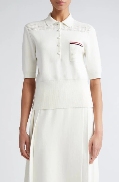 Thom Browne Ventilated Polo In White