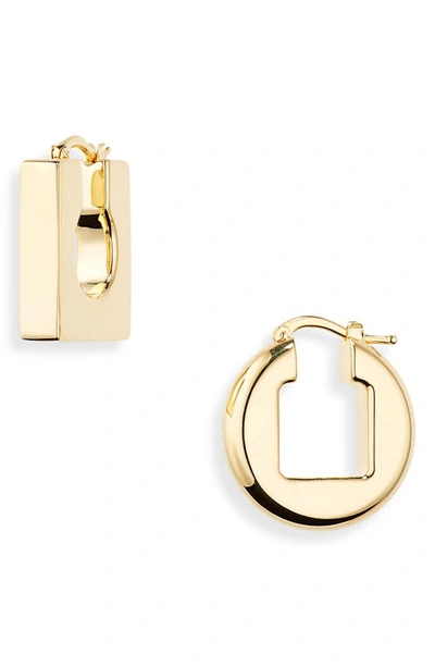 Jacquemus Mismatched Round & Square Mini Hoop Earrings In Light Gold