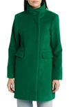 Sam Edelman Longline Wool Blend Coat In Emerald