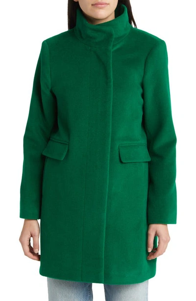Sam Edelman Longline Wool Blend Coat In Emerald