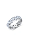 Crislu Pear Cut Cubic Zirconia Eternity Ring In Silver