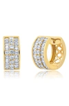 Crislu Baguette & Round Hoop Earrings In Gold