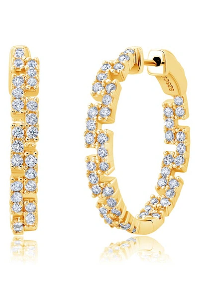 Crislu Medium Cubic Zirconia Regal Inside Out Hoop Earrings In Gold