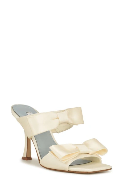 Nine West Yoloh Slide Sandal In Ivory Satin