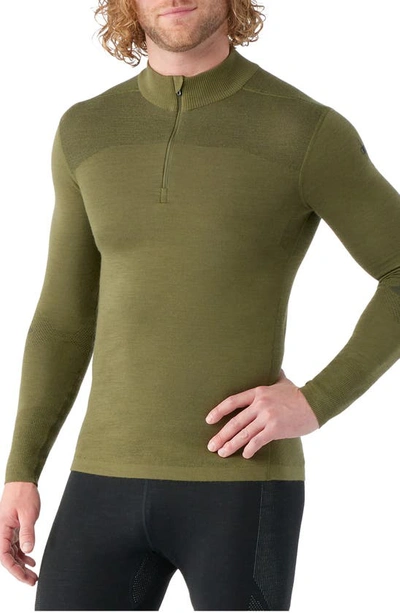 Smartwool Intraknit™ Thermal Merino Wool Blend Quarter Zip Base Layer In Winter Moss